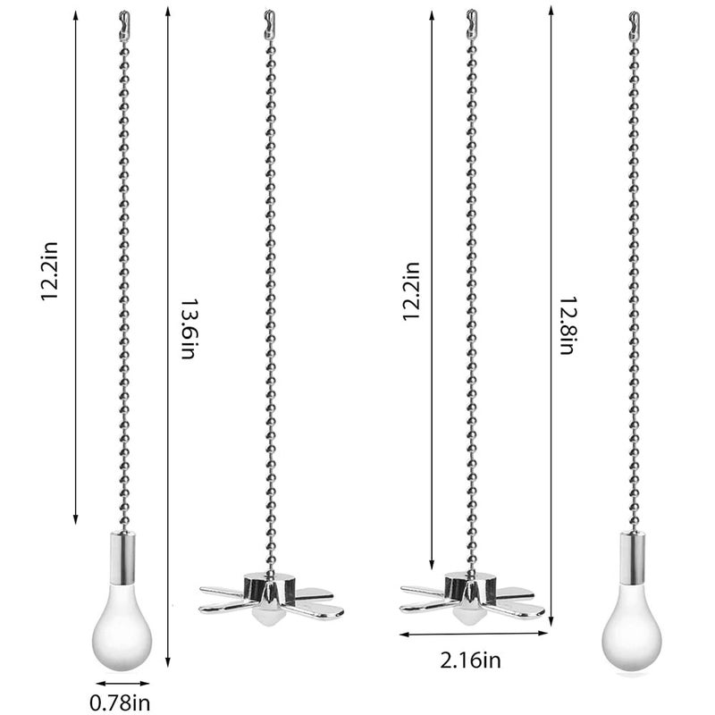 Aoprofree Ceiling Fan Pull Chain, 13.6 Inches Fan Pulls Set with Connector, 2 PCS Beaded Ball Fan Pull Chain (Nickelï¼‰ - Image 5